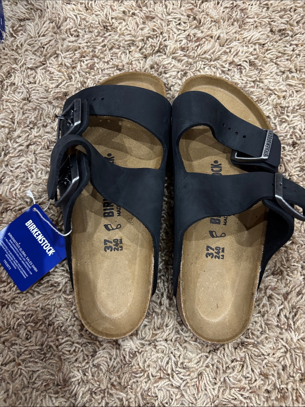 Birkenstock Arizona BS Black Leather Two-Strap Sandals Size 40 EU - Picture 3 of 8